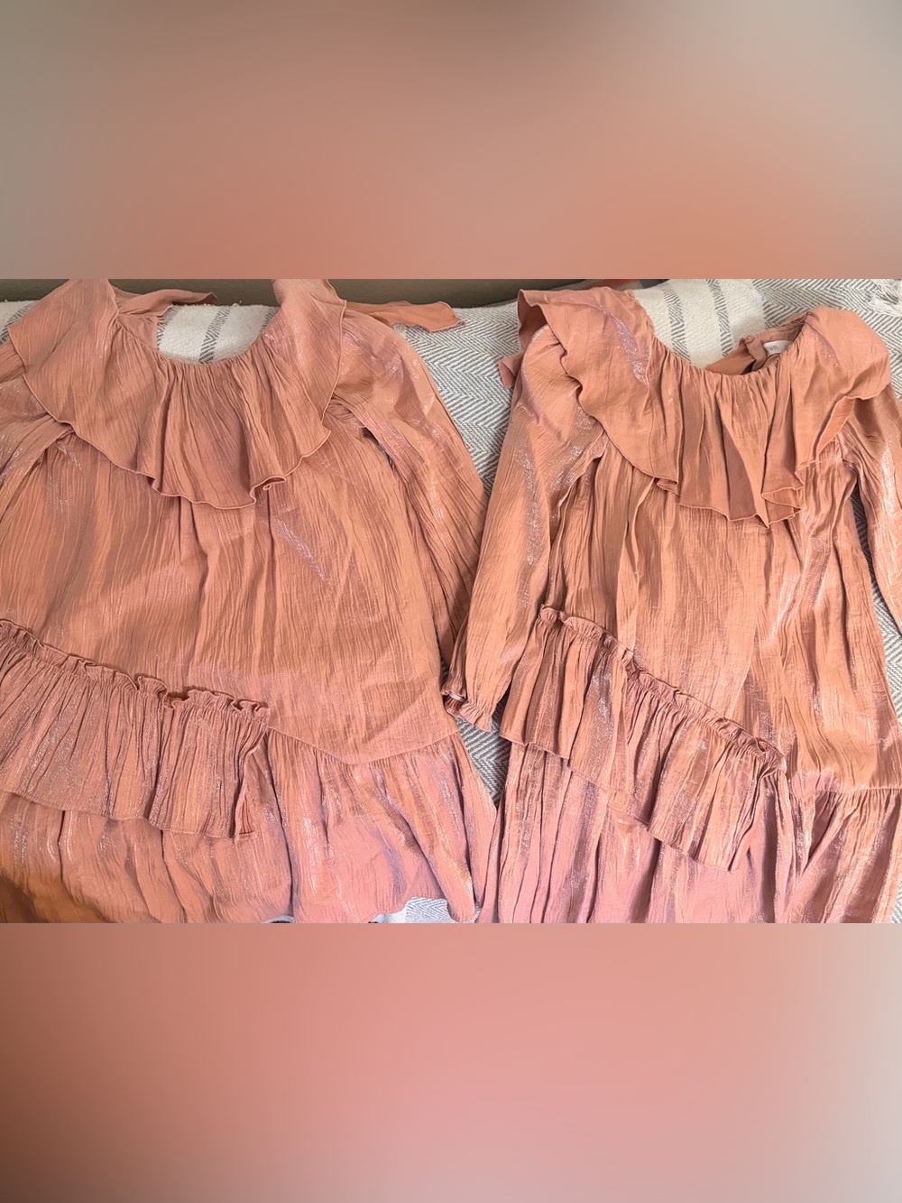 Zara Girls Metallic Dusty Rose Ruffle Dress